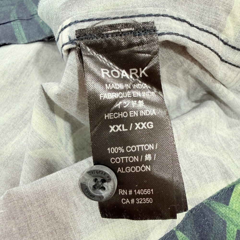 Roark Button Down Shirt XXL Navy Tropical Panther Coastal - Picture 6 of 7